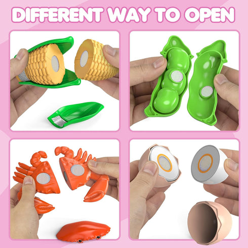 JASNKKONT 94 Set (45 Pcs Cutting Play Food for Kid Kitchen Items), Pretend Play Food with Shopping Basket, Fake Food