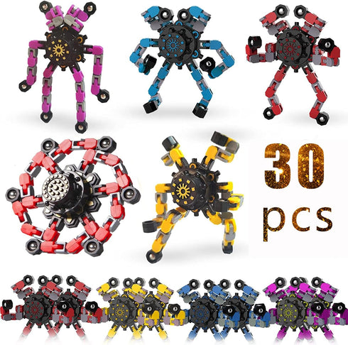 Sengtin 30pcs Random Fidget Spinners,DIY Deformable Robot Fingertip Toys,Decompression Spinner,Deformable Creative Mechanical Gyro