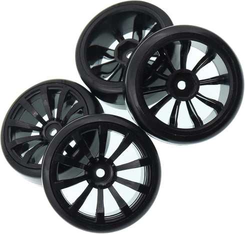 63mm X 26mm Hard Tires Plastic Wheel Compatible with 1/10 Traxxas HSP Tamiya HPI Kyosho On-Road Drifting RC Car (4-Pack)