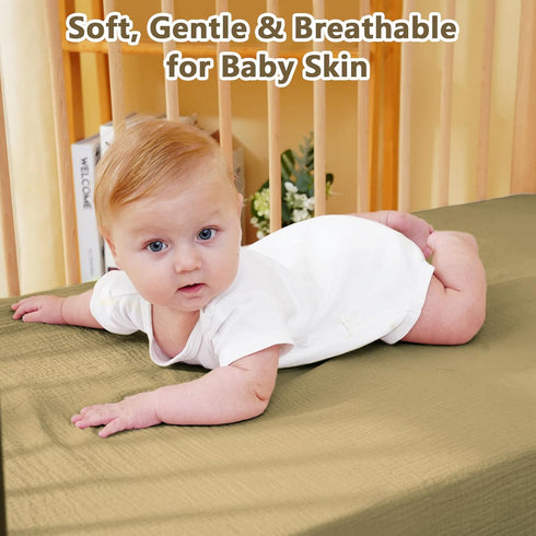 Kewlife gift 50x27in 100% 360 28" 52" Muslin Crib Sheet Cotton Baby Fitted Sheet for Boys & Girls, Ultra Soft