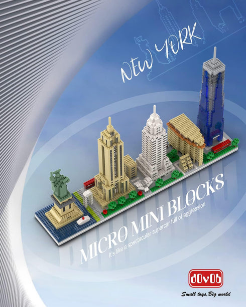 Set, 3048 Bricks,3D dOvOb Architecture New York Skyline Micro Mini Blocks Building Pieces Puzzle Collection Model Kit