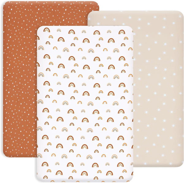 PHF 3 Pack Soft Mini Crib Sheets, Rainbow Silky Pack N Play
