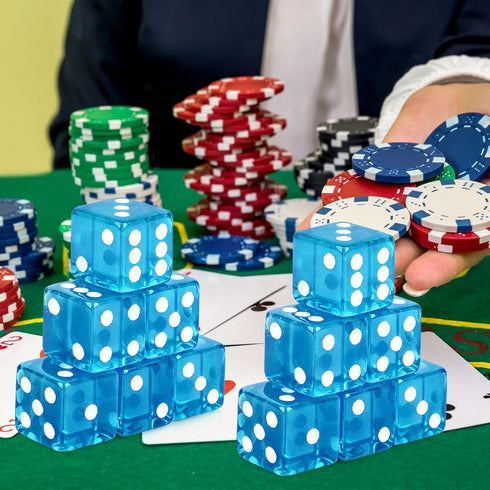 12 19 mm D6 6 Pcs Casino Dice Acrylic Light Blue Translucent Dice Sided with Square w/Rounded Edge for Casino Craps