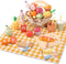Pithfor Picnic Playset, Wooden Play Food Set for Kids Kitchen, Cutting Pretend