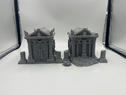 Hautico Church Houses and Ruins Scene - Architecture Terrain Scenery for 18-28mm Miniatures