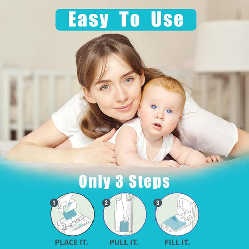 BATADAPTER 90 7-Layer,Odor 4330 3 Pack Bags Diaper Pail Refills Bags Compatible with Genie Easy Roll Signature