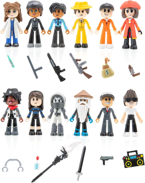 Mystery Figures 6 Pack - Six 2.75-Inch Action Figures with Unique Accessories, Mix and Match, Exclusive Code