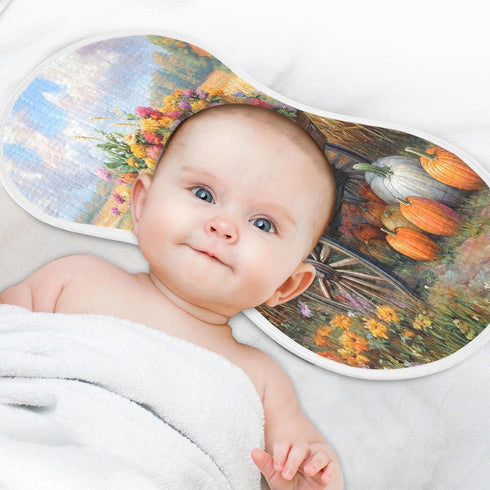 YETTASBIN Filled Pumpkins Muslin Baby Burp Cloth, Super Soft Absorbent Cotton Burp Rag Baby Bibs Feeding Cloth
