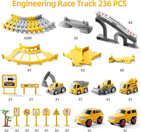 3 4 5 6 2PCS 4 2 3 4 5 6+ iHaHa Toddlers Construction Race Tracks Toys Gifts for Years Old Boys Kids, Electric Race