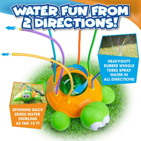 Chuchik Water Sprinkler for Kids - Backyard Spinning Turtle Toy, Summer Splashing Fun, Attaches to Garden Hose