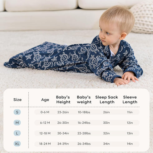 12-18 100% 2-Way 2 Pack 0.5 Unnivoll Baby Sleep Sack Months Cotton Long Sleeve Wearable Blanket Baby Sleep Bag