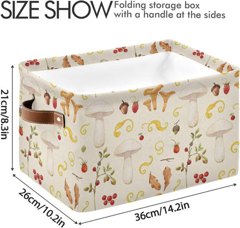 Closet Mushroom Rectangle Storage Basket Collapsible Storage Bin for Nursery Toys Books Waterproof Baskets for Shelves