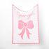 Personalized Name Knit Baby Blanket Custom Woven Bow Design Soft Minimal Comfort Throw for Newborn Infant Toddler