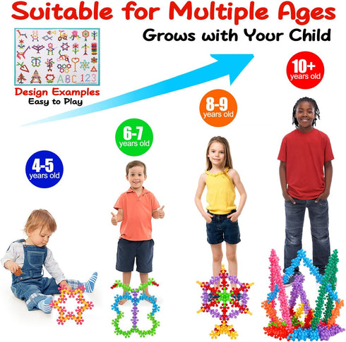 3 4 5 6+ 300PCS 3-5 4-8 5-7 Kids Building STEM Toys for Year Old Boy Girl Birthday Gifts, Educational Interlocking