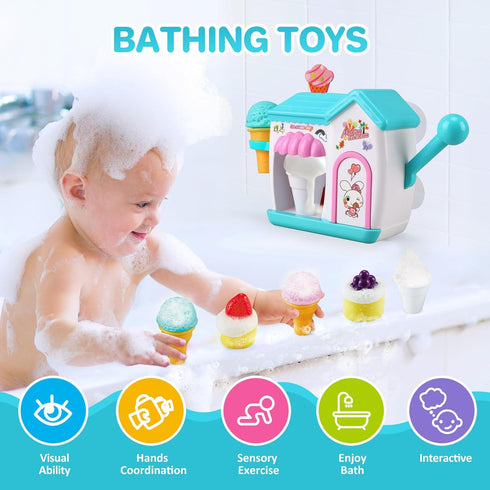 3 4 5 6 7 8 2-4, 3 4 5 6 7 8 Gretex Toddler Bath Toys for Years Old Girls, Bubble Ice Cream Maker Bath Toy, Shower