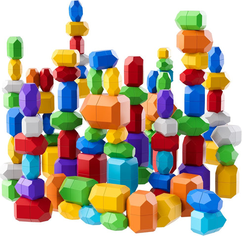 50 1-3 2-4, 1 2 3 4 1-2 2-4 Lucky Doug PCS Extra-Large Stacking Rocks Toys for Age Safe Montessori Stacking Building