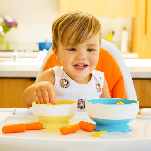 Munchkin Stay Put Suction Bowls for Babies and Toddlers, 3 Pack - Blue/Green/Yellow