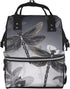 FHEDVBN Dragonflies Grey Diaper Bag Backpack for Women Multifunction Waterproof Mummy Backpacks for