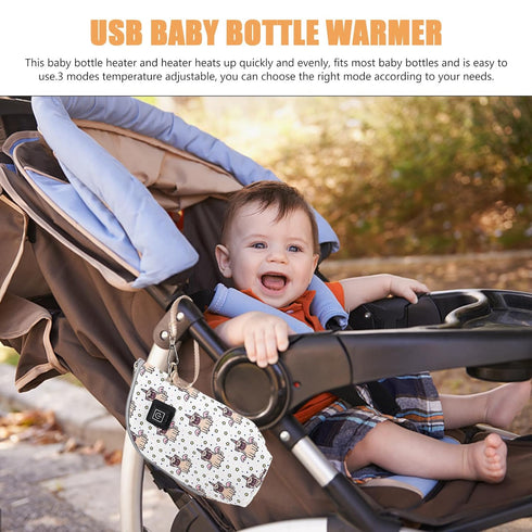 LRXIYODE 3-Mode Portable Milk Bottle Warmer with USB Adjustable Heating, Wear-Resistant Insulated Cover for Breastmilk