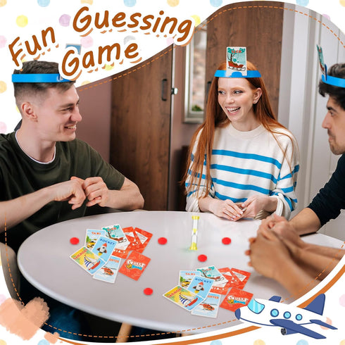 Sumind Headband Game - Fun Guessing Game Set with Headbands, Picture Cards, Scoring Coins, Sand Clock