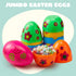 6 6 Inches JOYIN Pcs Large Printed Easter Eggs, Jumbo Plastic Eggs Fillable for Easter Themed Hunt Basket Stuffers