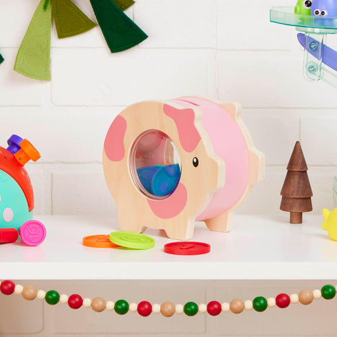 Battat Education Piggy Bank for Kids - Educational Pig Toy for Developmental Playset, Fine Motor Skills