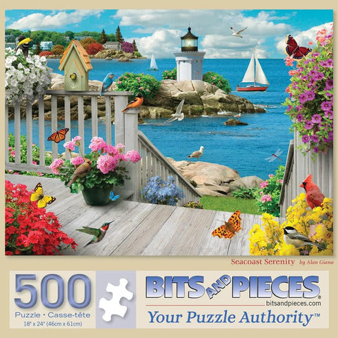 Bits and Pieces - 500 Piece Jigsaw Puzzle for Adults, Seacoast Serenity by Artist Alan Giana