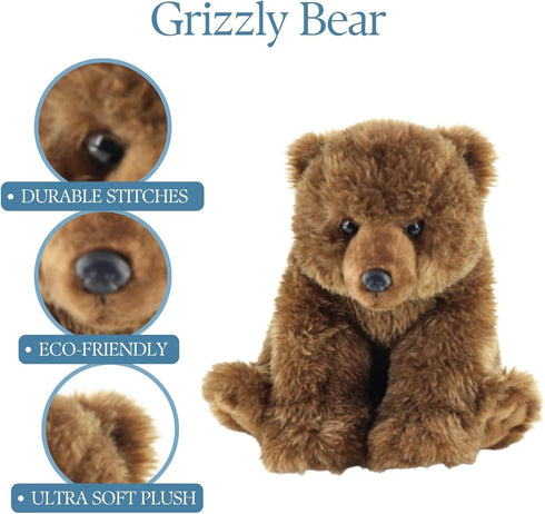 12 inches The Petting Zoo Grizzly Bear Stuffed Animal Plushie, Gifts for Kids, Wild Onez Animals, Bear Plush Toy