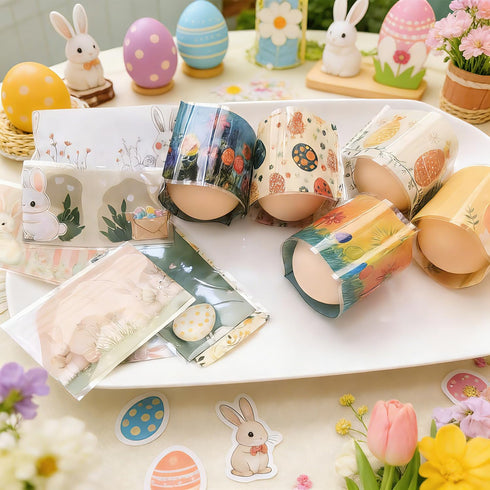 Dcurix 48 (Large(set3)) Pieces Thermo Heat Sleeves Easter Eggs Wraps Decorative Egg Easter Bunny and Chick Pattern