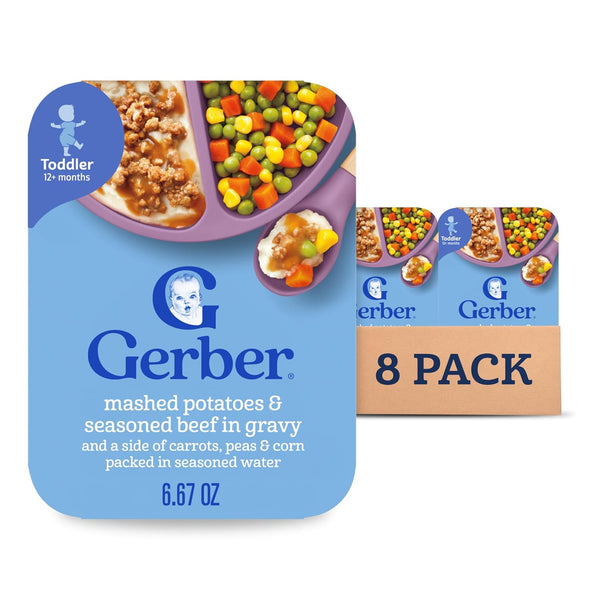 Gerber Toddler Food, Mashed Potatoes & Beef in Gravy, Mealtime for Toddler,