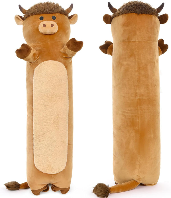 Tezituor Long Plush Cow Body Pillow: 43" Cute Stuffed Animal Throw Pillow - Birthday Gift for Kids & Adults