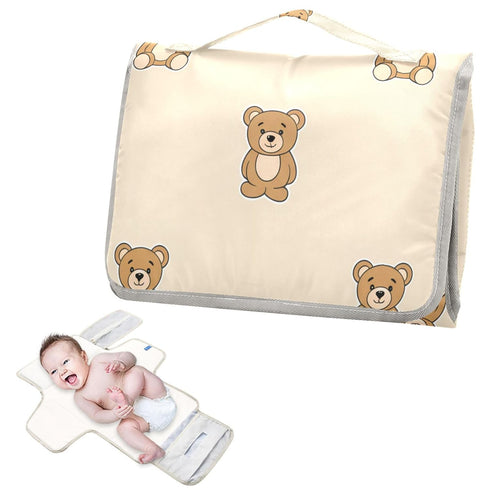 VEKELEE Cute Bears Portable Diaper Changing Pad for Baby, Waterproof & Foldable Changing Mat, Soft & Comfortable