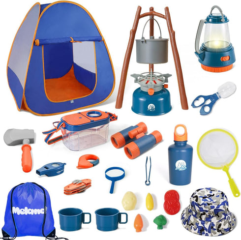 Meland Kids Camping Set with Tent, Pretend Play Outdoor Toy for Toddlers Birthday Gift