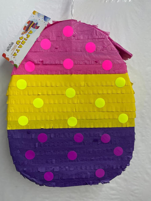 APINATA4U Handmade Easter Egg Pinata with Multicolor Polka Dots, Easter Theme Birthday Decorations, Gender Reveal Party