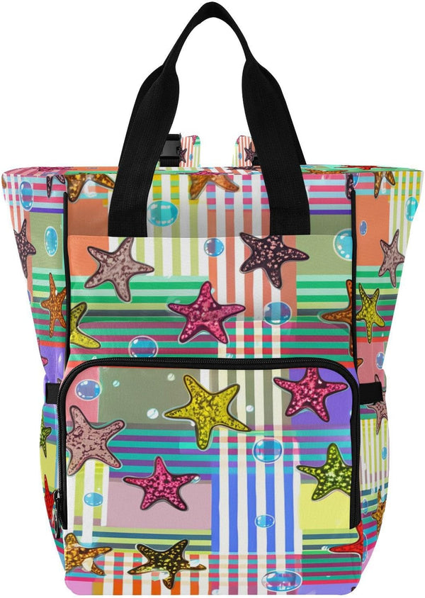 YANENDIE Colorful Starfish Diaper Bag Backpack, Unisex Travel Baby Backpack Diaper Bags with