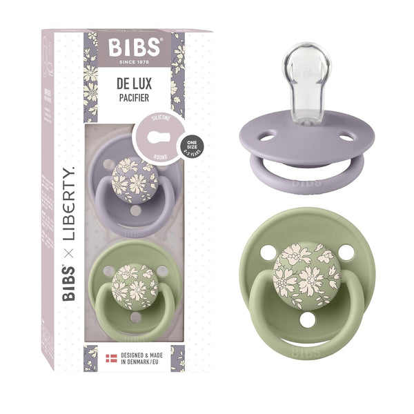 BIBS De Lux Liberty Soother 2-Pack, BPA Free Dummy Pacifier, Round Nipple.