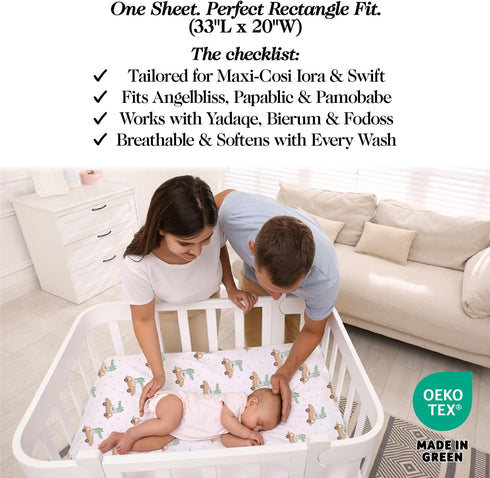 100% 3 Pack (33 17 Inches) Organic Cotton Bassinet Sheets - x Angel Bliss - GOTS Certified, Soft Breathable Percale