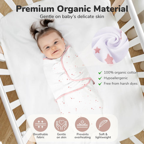 0-3 4-Pack, Mama Cheetah Baby Swaddle Sack, Organic Cotton Swaddle Blanket, Adjustable Swaddle Sleep Sacks, Easy