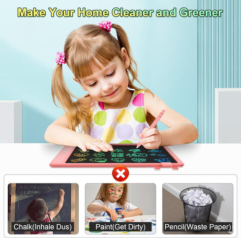 LCD Writing Tablet for Kids, 12.9 Inch Colorful Doodle Board, Erasable Drawing Pad for Boys and Girls 3-8 Years