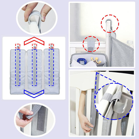 Orzbow 3-in-1 Hanging Diaper Organization Storage for Baby Essentials, Nursery Organizer and Baby Diaper Caddy, Light