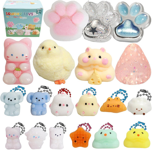 Yidayes 19pcs Squishy Pack,Fidget Toys Kit,Include taba Squishies Party Favors for Kids 4-8