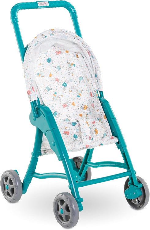 Corolle Baby Doll Stroller with Folding Canopy - Teal - Mon Premier Poupon Accessories Fit 12" Dolls for Kids Ages 18