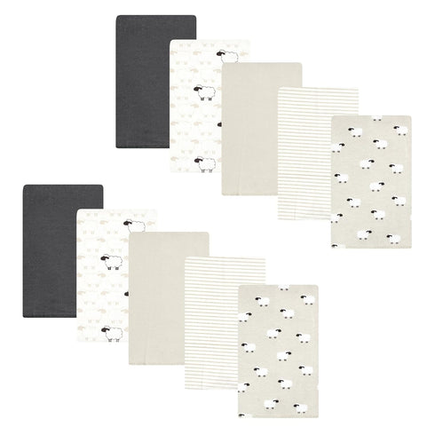 Hudson Baby Unisex Baby Flannel Burp Cloth 10pk, One Size, Taupe Sheep