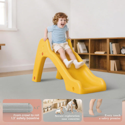 PapaMama Floor,1.3" 50"50" Tummy Baby Play Mat for Thick Elasti-Foam Playpen Mat for Time,Water Repellent Soft Coral