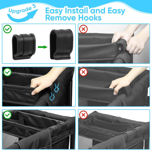 W1,W2) Stroller Snack Tray with Anti-Falling Bottle Holders for Wonderfold Wagon,Waterproof Faux Leather Interior,Easy