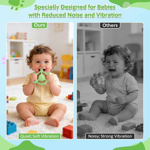 Mukoiber 6-18 3X Settings Vibrating Teether for Baby | Sensory Toys for Kids with Autism | Toddler Travel Essential