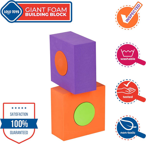 Giant Jumbo Building Foam Blocks for Toddlers – Large 18 Pieces