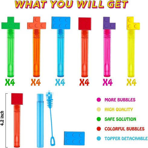 uoyoi Favors,24Pcs Building Blocks Party Building Blocks Bubble Wands for Kids,Cute Bubble Wand for Birthday Party