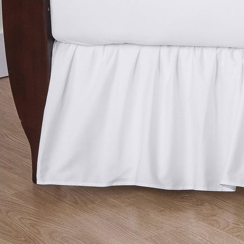 100% TL Care Natural Cotton Percale Crib Bed Skirt, White, Soft Breathable, for Boys and Girls