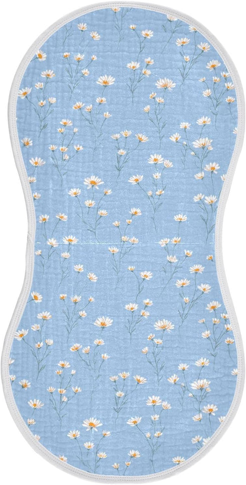 decor gift Cotton Muslin Burp Cloth Breathable Daisy Flower Pastel Blue Baby spit up